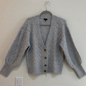 Talbots Light Gray Button-Up Cardigan